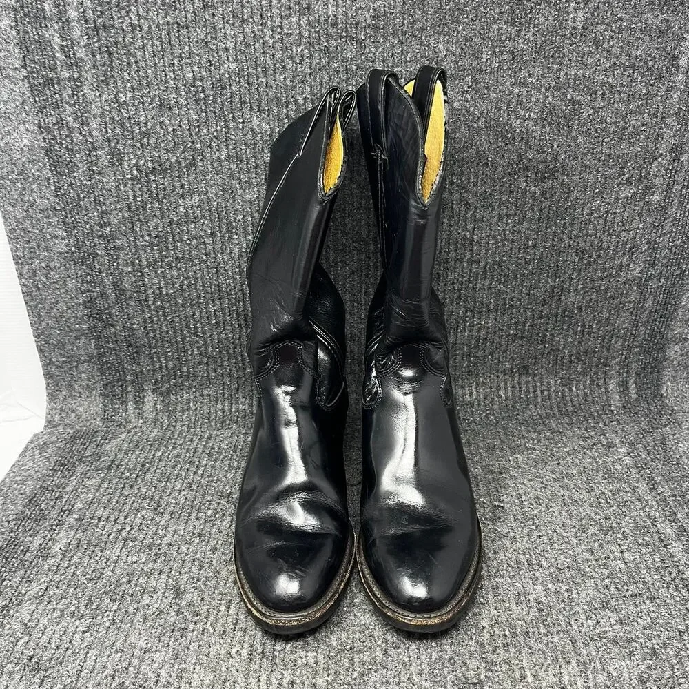 Justin Melo-Veal‎ Black Leather Western Boots Cowgirl Womens Size 7 B Vibram